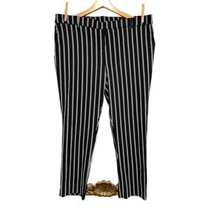 Jules & Lepold - Black & White striped strech long pants women's size Large